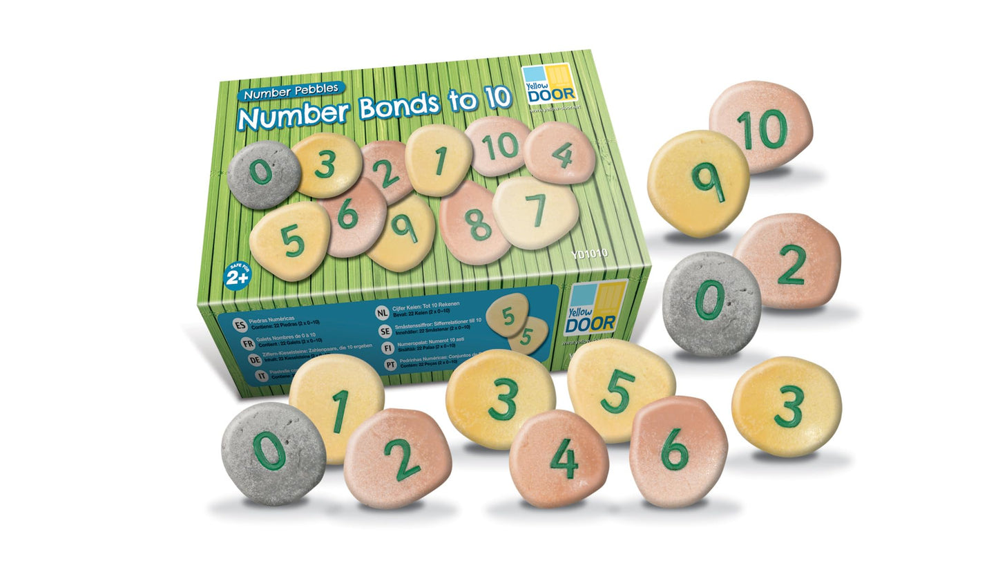 Yellow Door YD-11 Number Pebbles, Kindergarten Grade to 3 Grade, 5" H, 3" L, 3" W