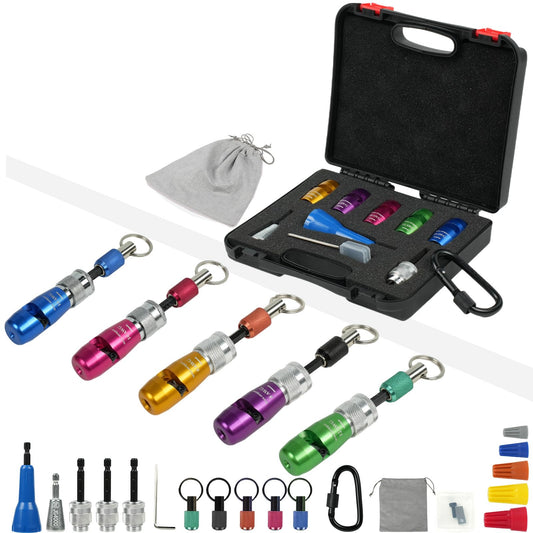 2025 Upgraded Wire Stripper for Drill (14-12-10-8-6 AWG) - Electric Universal Wire Stripper Tool for Drill, Includes 5 Pcs Wire Strippers, 2 Pcs Wire Twisters, 5 Pcs Wire Nuts，3 Connector And a Buckle
