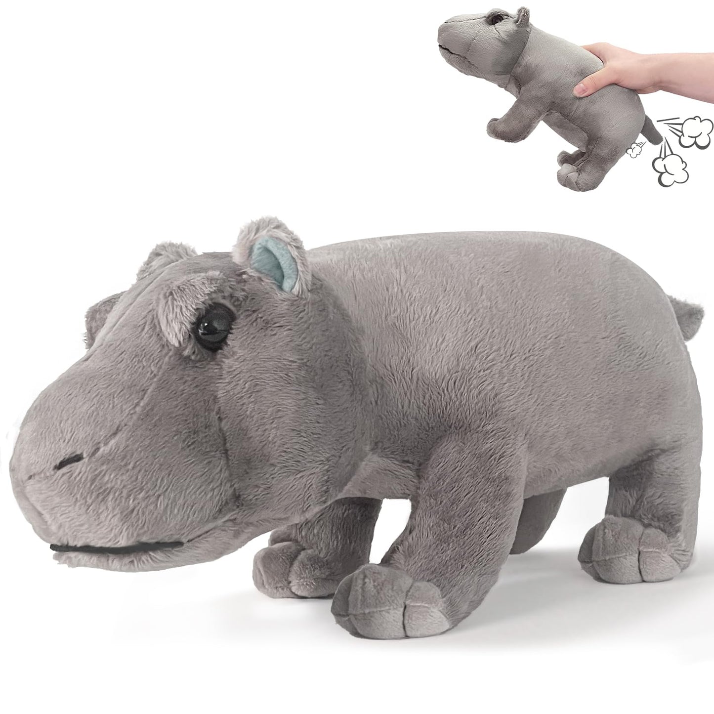 Hippo Plush Toy, Farting Plush Toy, Funny Animal Plush Toys, Lively Atmosphere Toys, Interesting Gifts for Kid and Colleagues on Birthdays, White Elephant Day, April Fools' Day, Thanksgiving