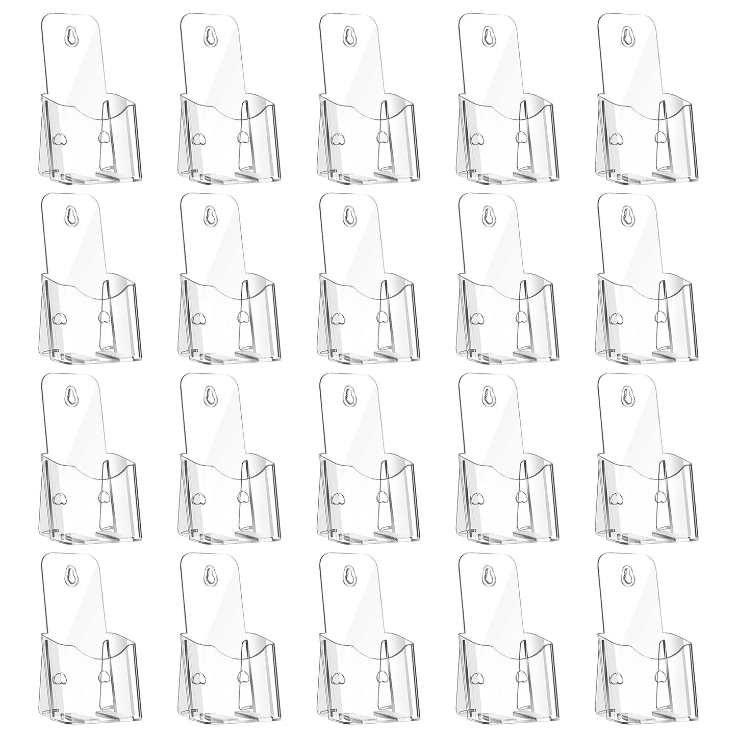 Hyuetrsa 20 Pieces Acrylic Brochure Holder,4 x 7.9 Inches Brochure Display Stand,Clear Literature Holder with Hanging Hole, Desktop Storage for Brochure,Magazine,Map,Booklets,Leaflet, transparent