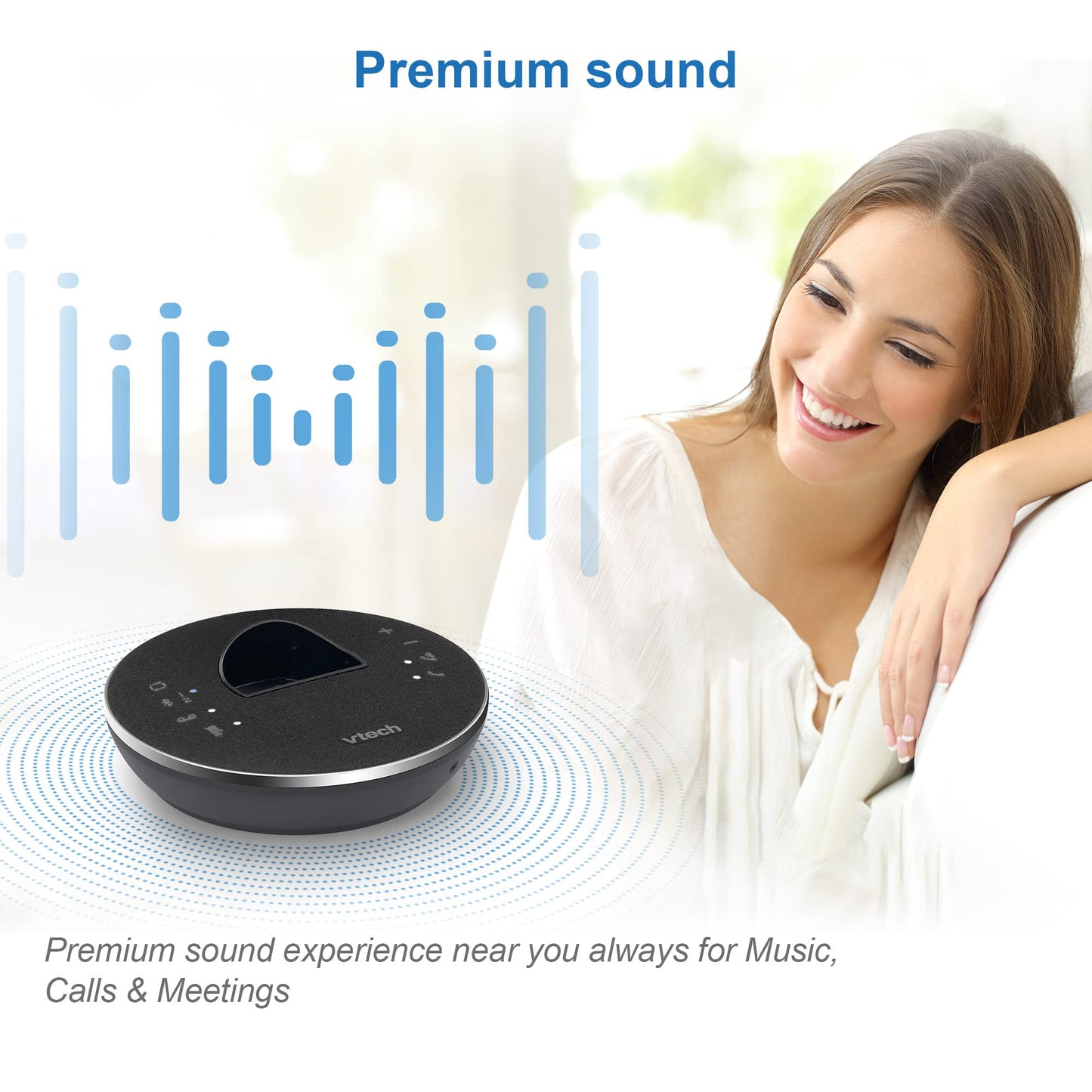 VTech LS6381-2 Bluetooth Speaker with Echo Cancellation, Noise Reduction, Music Streaming, PC/Landline/Cellular Calls, Paired with DECT6.0 Cordless Handset, Answering System, Smart Call Blocker,Black
