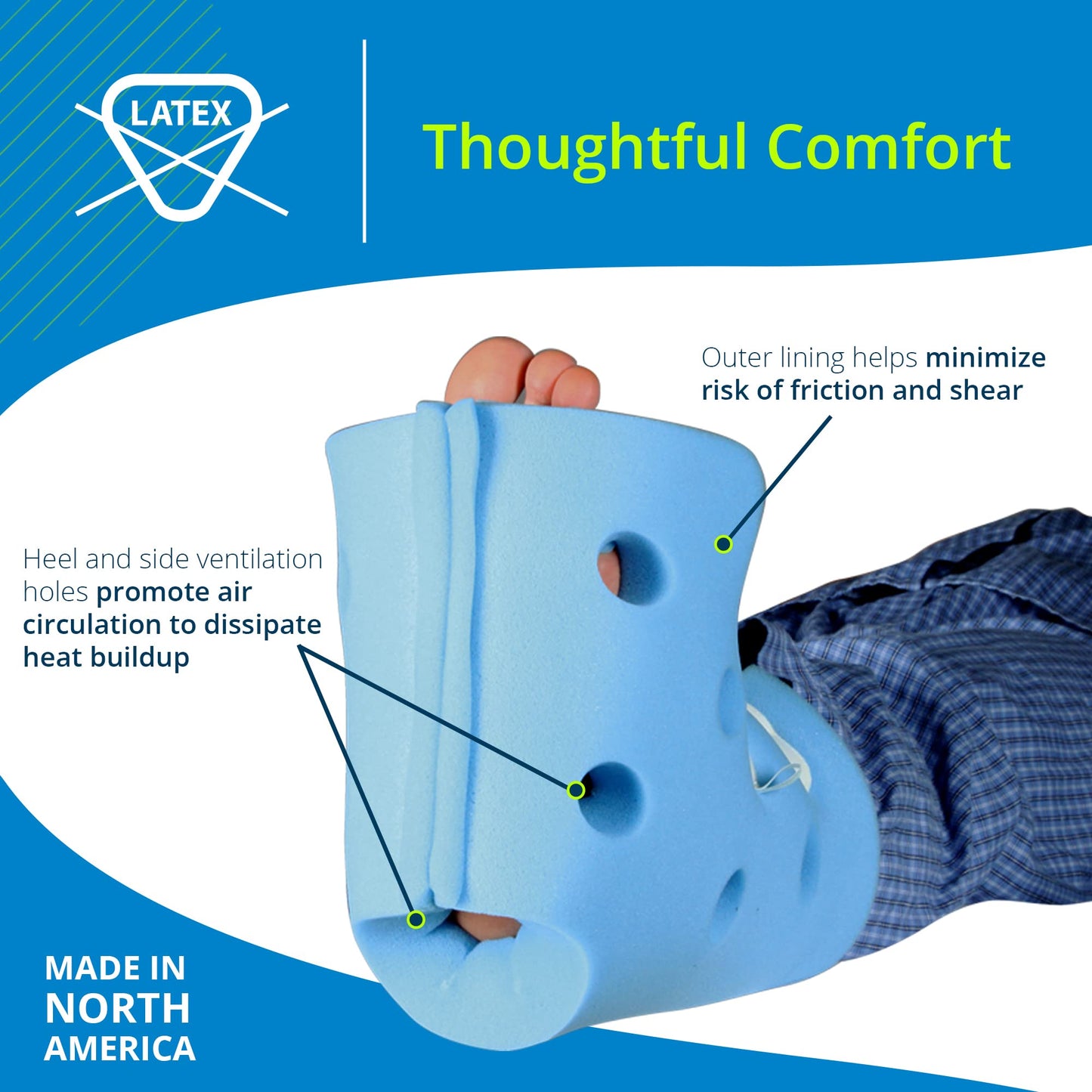 TIDI Posey Heel Guards – One Size Fits All – Foam, Light Blue – Qty: 1 Pair Of Heel Guards Per Package – Foam Heel Protectors For Pressure Injuries – Heel Off-Loading Devices – Home Care (6127)