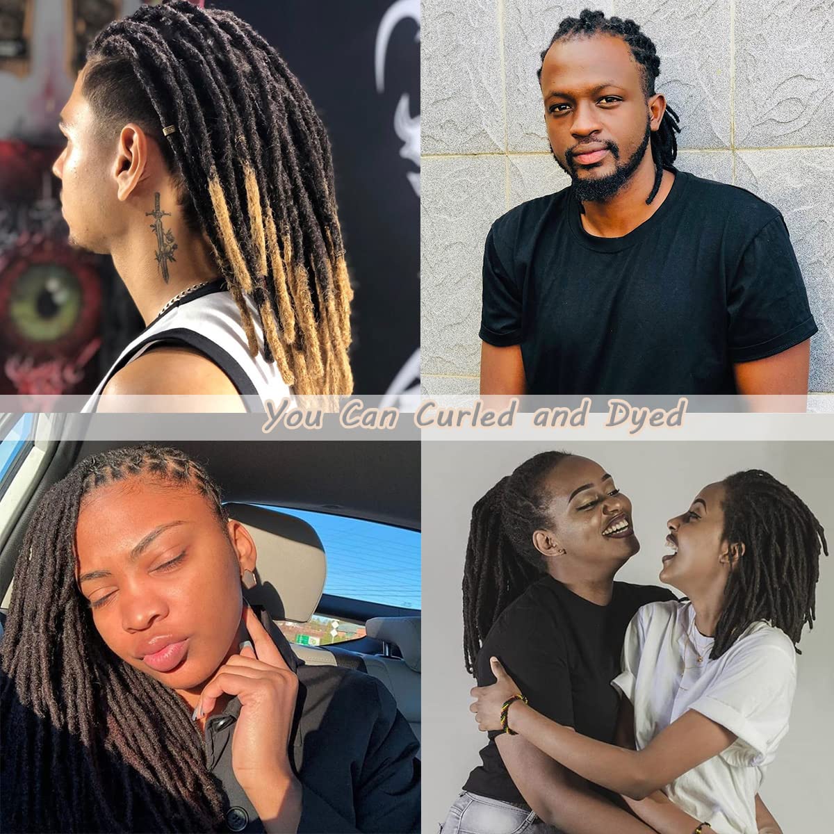 Luckroce 0.8cm Width 8Inch 40 Strands 100% Human Hair Dreadlock Extensions for Men/Women/Kids, Full Hand-made Permanent Dread Locs Extensions Human Hair Can Be Dyed,Curled and Bleached,Natural Black
