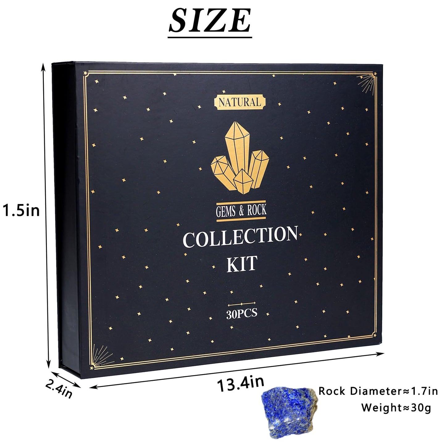 Rock Collection for Kids - 30 Pcs Rocks, Gemstones & Crystals Kit with Learning Guide,Mineral Education Set Geology Science STEM Toys, Earth Science Activity,Gifts for Boys & Girls