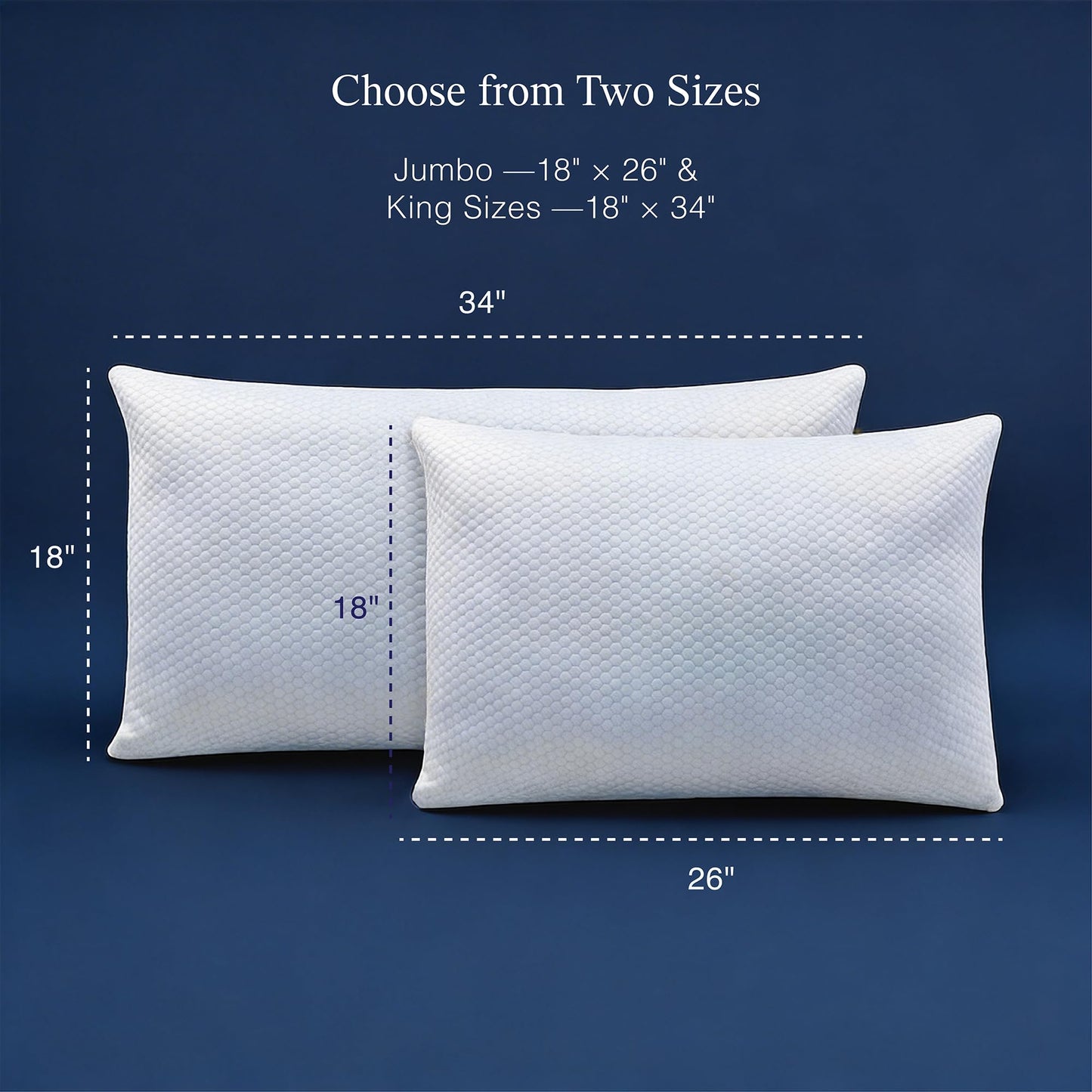 Blue Ridge Home Fashions Luxury Hotel Quality Cooling Pillows Queen Size Set of 2, Soft Medium 500 Thread Count Damask Stripe Embroidered 100% Cotton Cover, Down Alternative