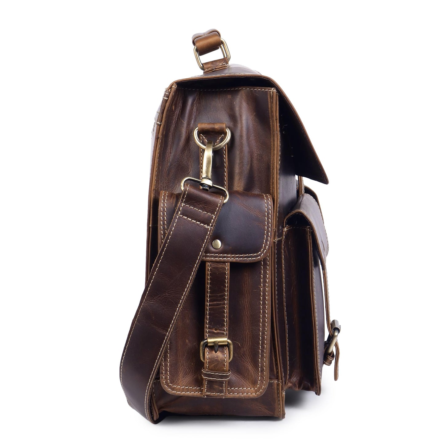TRISKY Leather Laptop Bag for Men Satchel Briefcases for Men and Women for Office Work, College, Gifting, Travel with Mens Shoulder Bags Crossbody Mens Messenger Bags 16 inch Laptop Bag - Brown