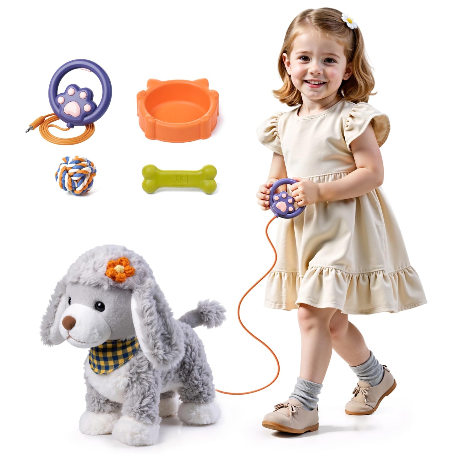 TUMAMA Electronic Interactive Plush Puppy Dog Toy for Ages 18+ Months