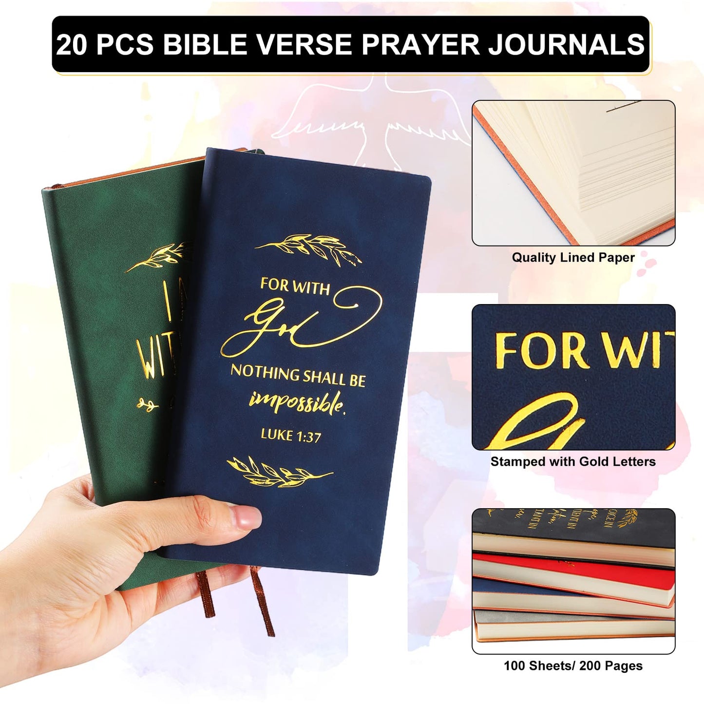 Crtiin 40 Pcs Christian Gifts Notebook Bulk Father's Day Religious Notepads with Motivational Pen Inspirational Bible Verse Leather Prayer Journal Gifts for Church Members Men Women (Classic Color)