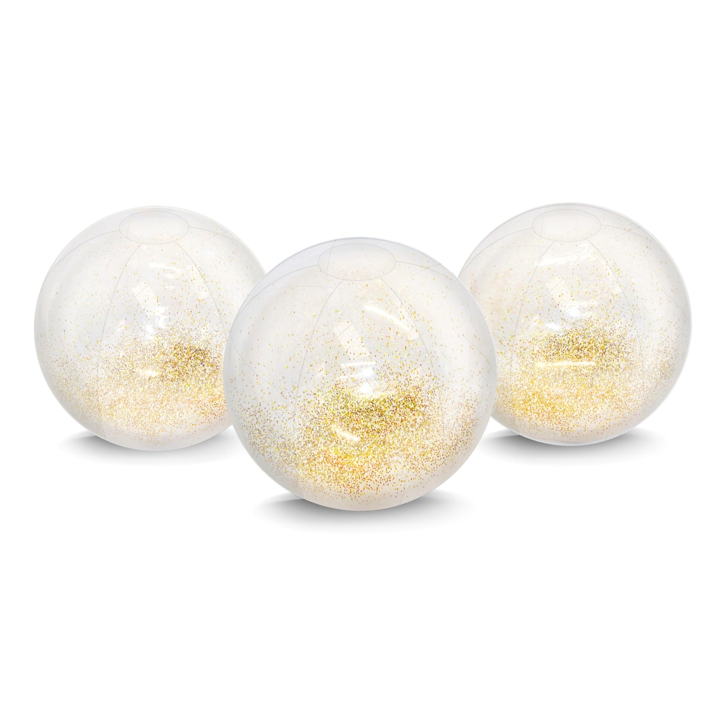 Coconut Float Jumbo Glitter Beach Ball 3 Pack - 3 Large Inflatable Gold Glitter Beach Balls - Great for Summer Parties & Swim Events