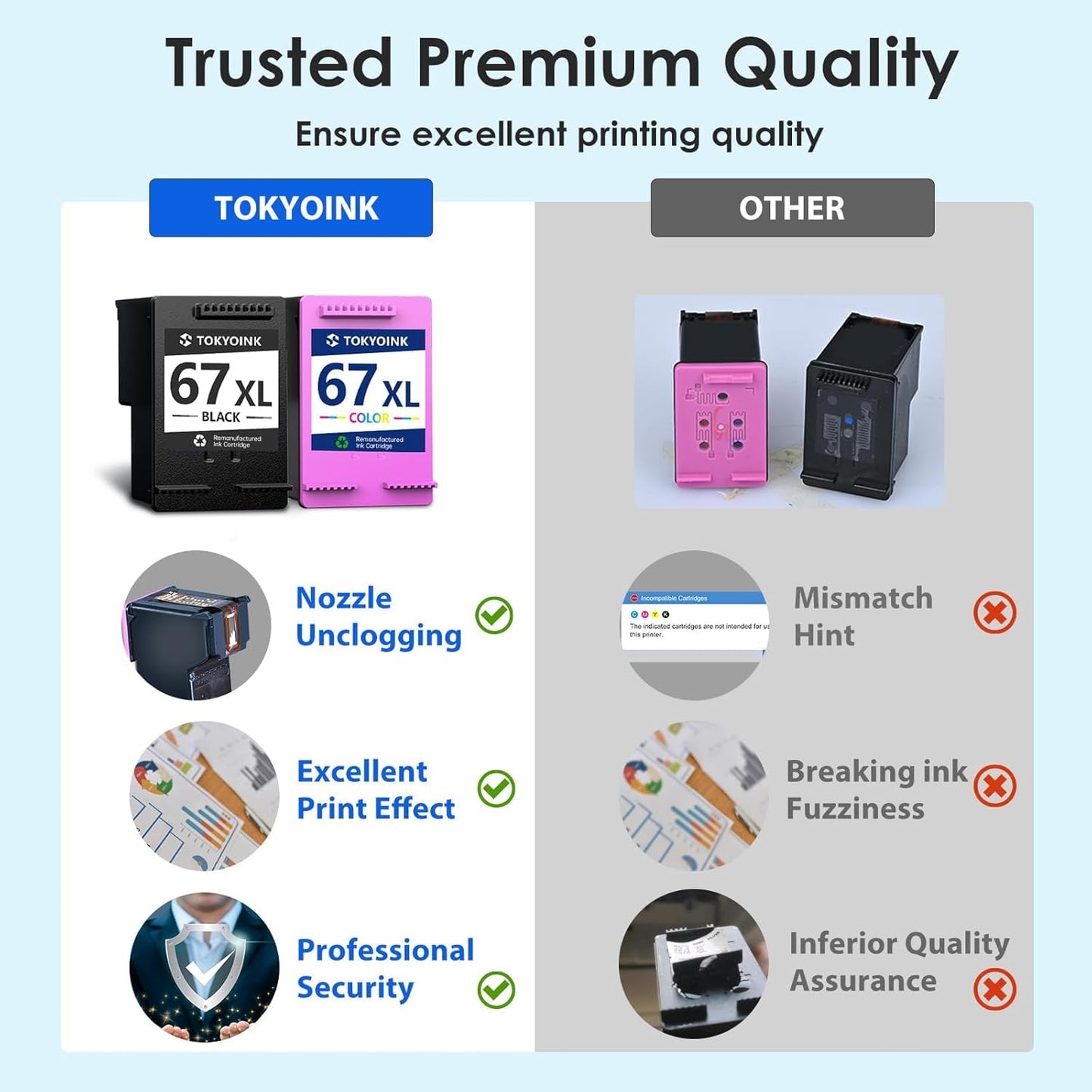 67XL Ink Cartridges Black/Color Combo Pack Compatible for HP Ink 67 XL Ink Cartridge Compatible for DeskJet 4155e 2734e 2700e 2855e 2755e 4100 4255e Compatible for Envy 6055e 6455e 6400 6000 Printer