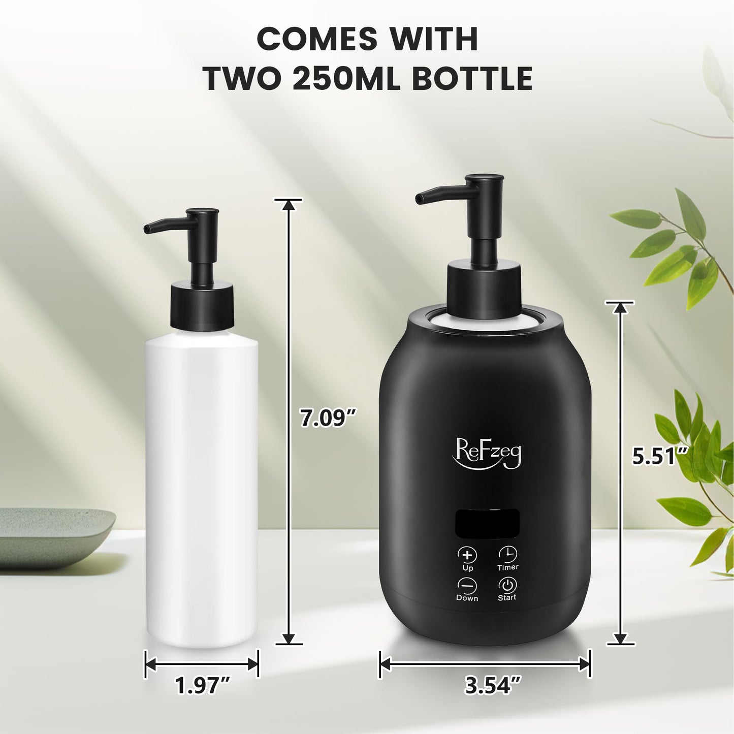Massage Oil Warmer Bottle Professional Electric Lotion Digital Heater for SPA, Portable Oil Warmer Heated Cream for Beauty Salon Home, with ℃/℉ Switchable Display, Two Oil Dispenser Bottle