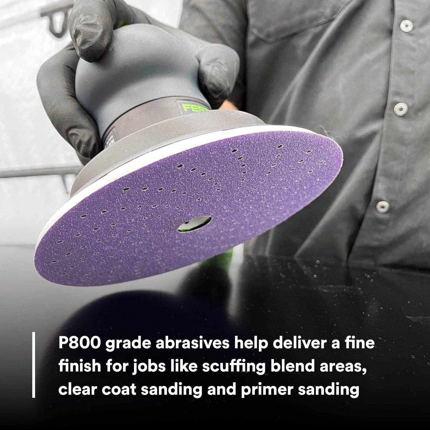 3M Cubitron II Hookit Purple Clean Sanding Abrasive Disc 31487, 6 in, 800+ Grade, Pack of 50 Discs, Virtually Dust-Free, High Performance, Long Lasting, Multi-Hole Pattern, for Automotive Sanding