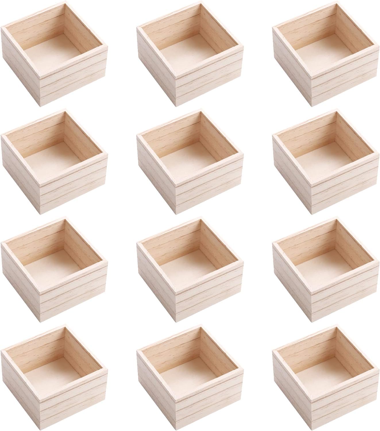 CALPALMY (12 Pack) 6" x 6" Unfinished Wooden Box Storage Organizer Small Wooden Boxs for Art Crafts Collectibles Home Venue Decor
