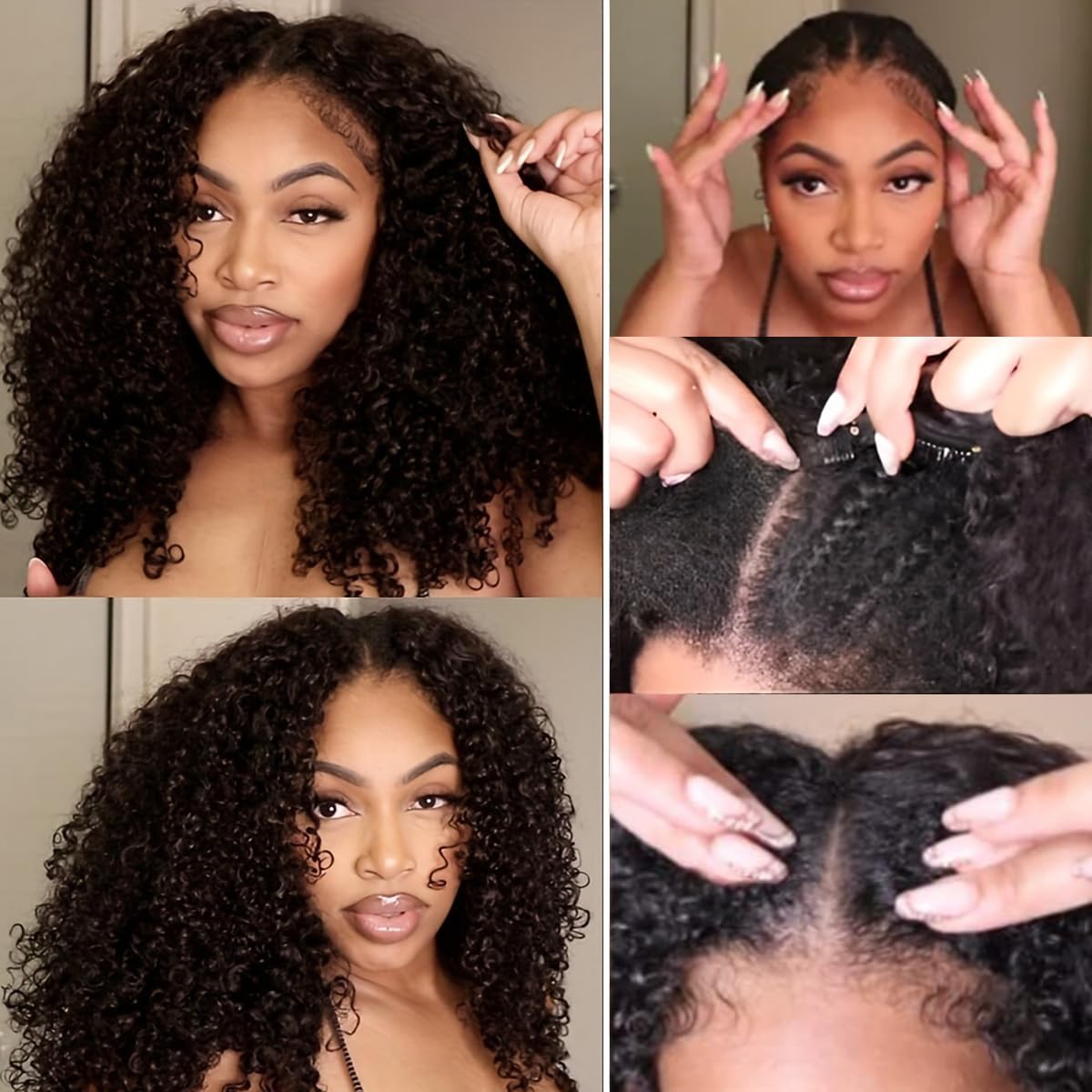 PRIMELACE V Part Wig Human Hair 20 inch Kinkycurly Wig Human Hair Upgrade UPart Human Hair Wig Brazilian Curly V Part Wig 180% Density No Leave Out No Glue