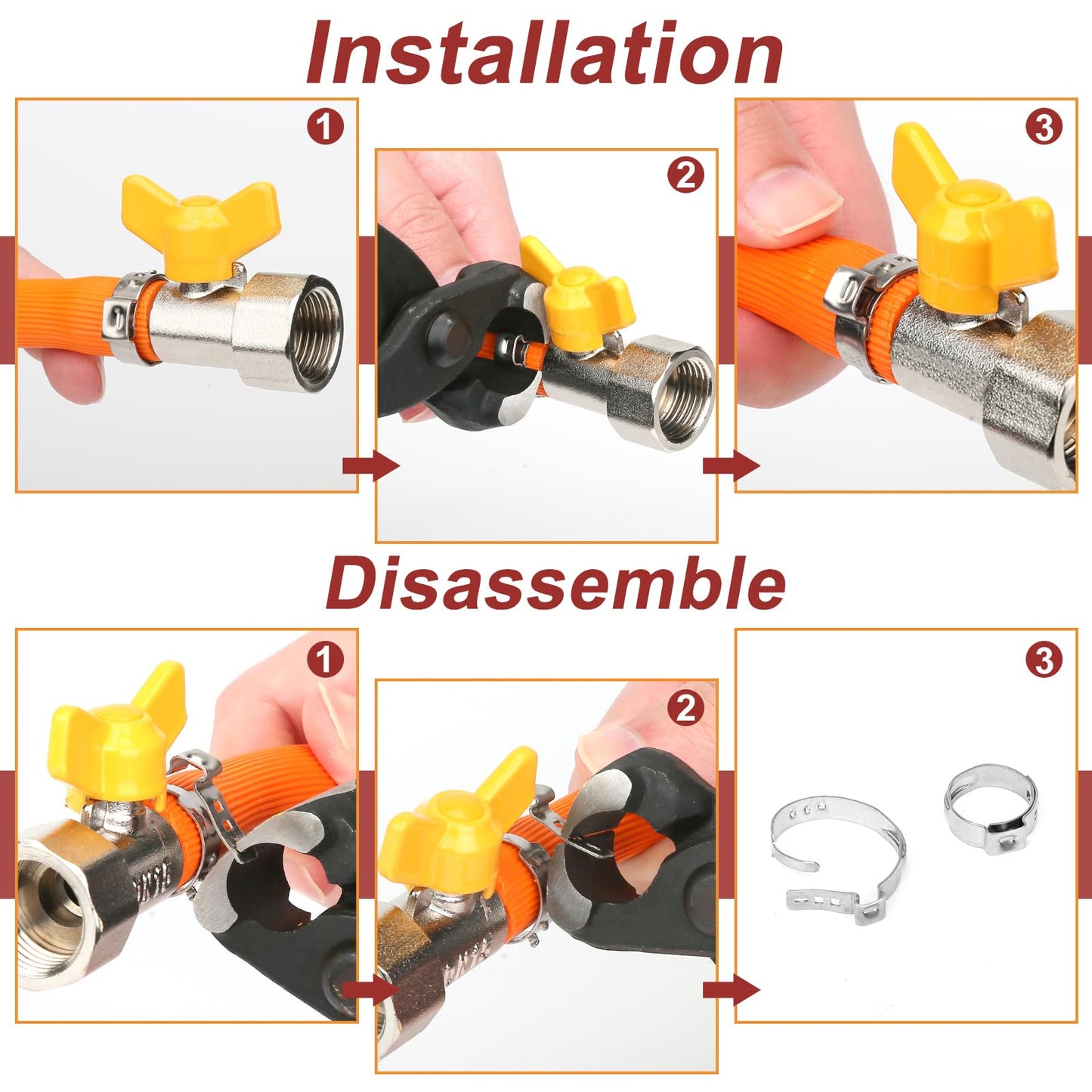 600PCS 22 Sizes Single Ear Hose Clamps, 5.3-33.1mm Crimp Hose Clamps 304 Stainless Steel, Ear Clamp Perfect for Automotive, Home Appliance Line, Pipe Hoses and Industry Use By Hydencamm