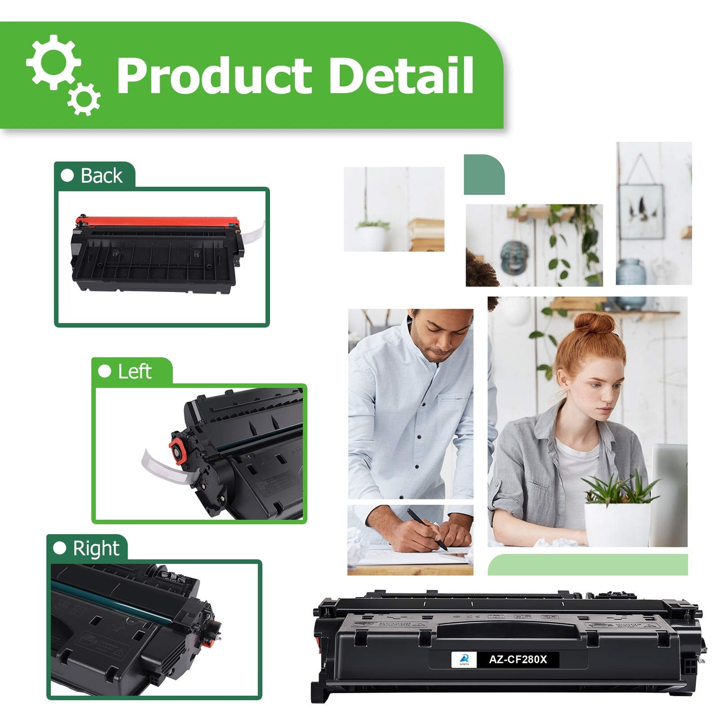 Aztech Compatible CF280X Toner Cartridge Replacement for HP 80X CF280X 80A CF280A Pro 400 M401A M401D M401N M401DNE MFP M425DN (Black, 2-Packs)