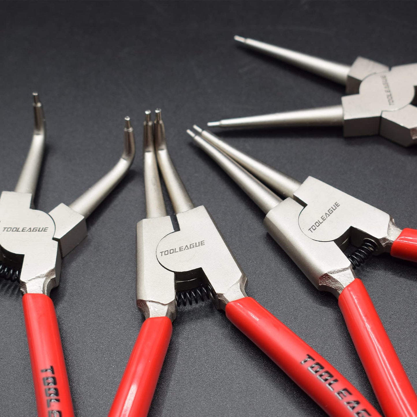 TOOLEAGUE 4 Pcs Snap Ring Pliers Set, Circlip Pliers, 13 inches Internal/External Heavy Duty for Ring Remover Retaining Straight Bent Lock Ring Pliers Set