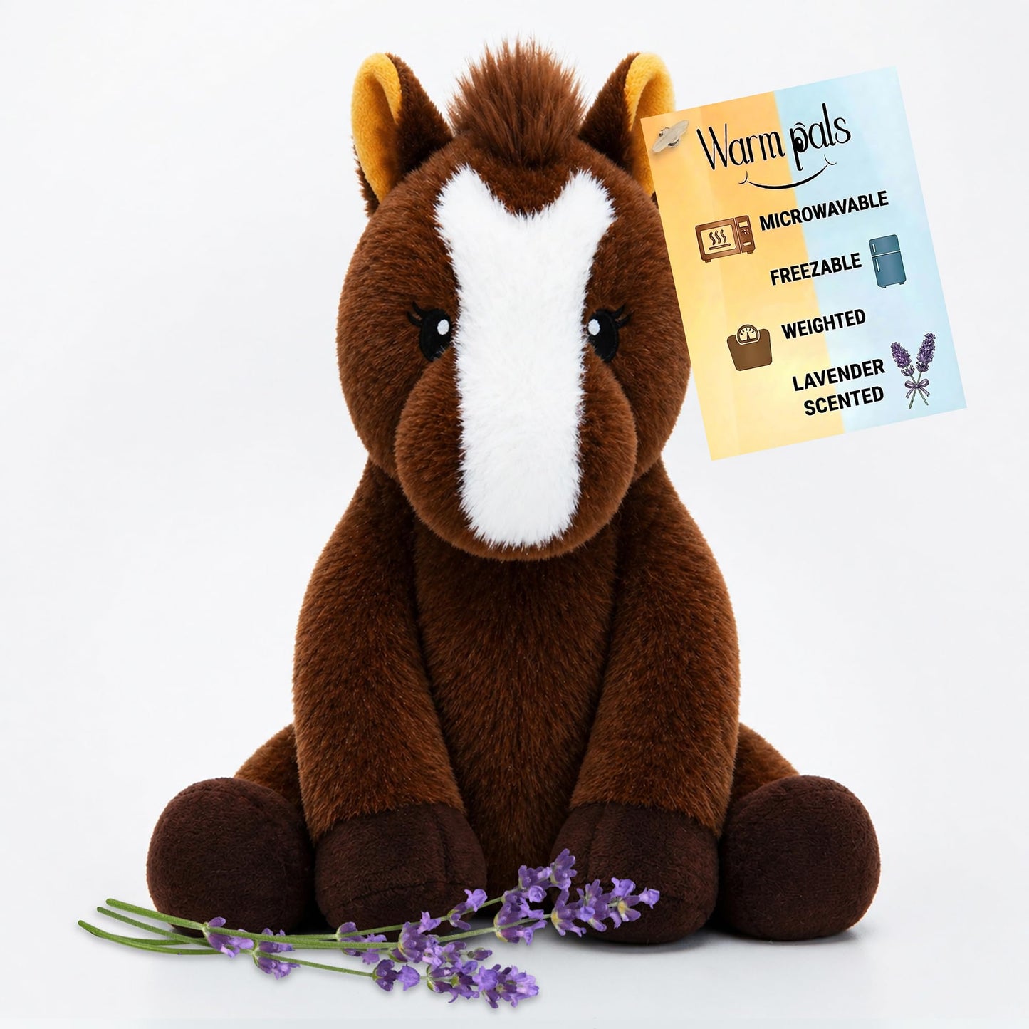 Warm Pals - Harry The Horse - 1.5lbs - Cozy Microwavable Lavender Scented Plush Toys - Heated Stuffed Animal - Heatable Coolable Bedtime Comfort Plushie