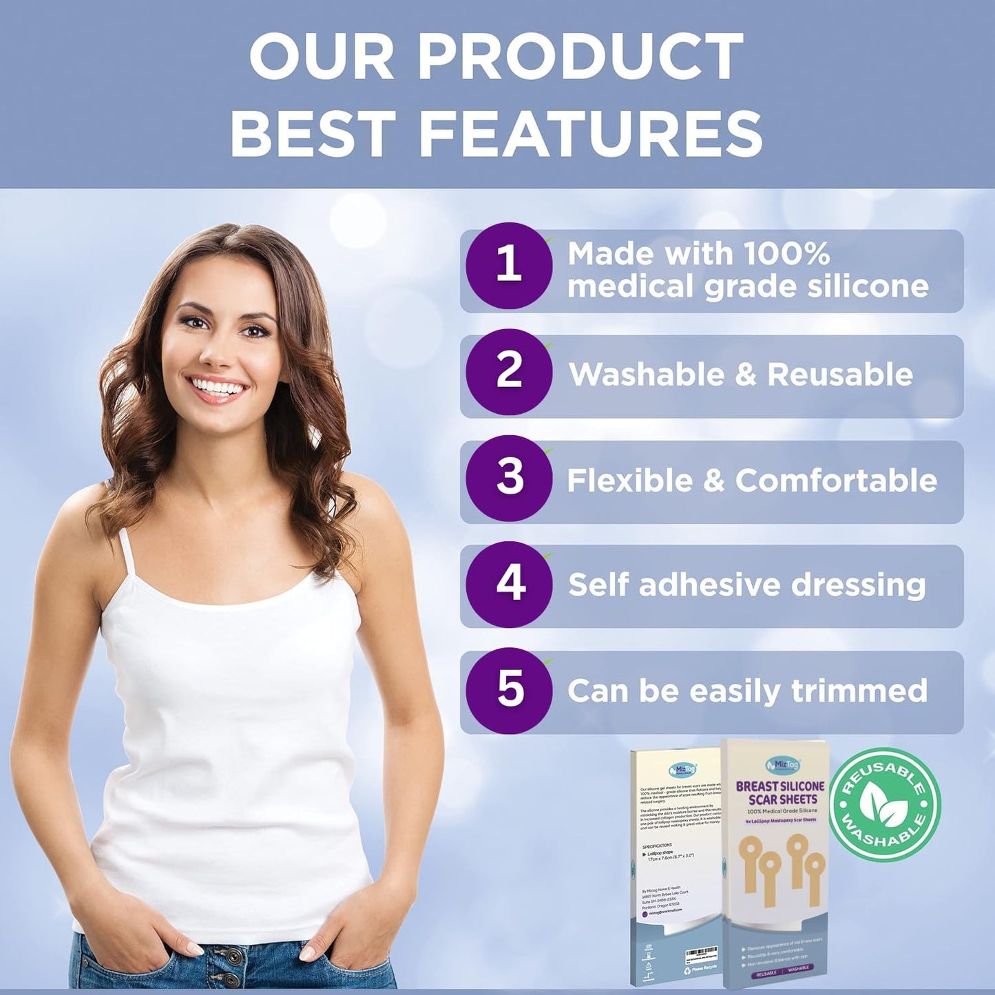 Breast Augmentation Recovery Supplies - Silicone Sheets for Healing - Comfortable Under Post-Op Bra (4 Pcs) - Great for Mom