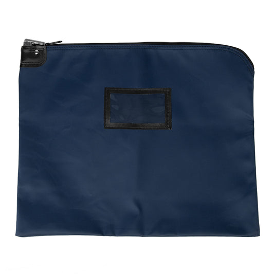 BankSupplies HIPAA Locking Courier Bag Navy Blue 19 Inches W by 15 Inches H Durable Laminated Nylon Metal Pop-Up Lock for Money Coins Checks and Documents