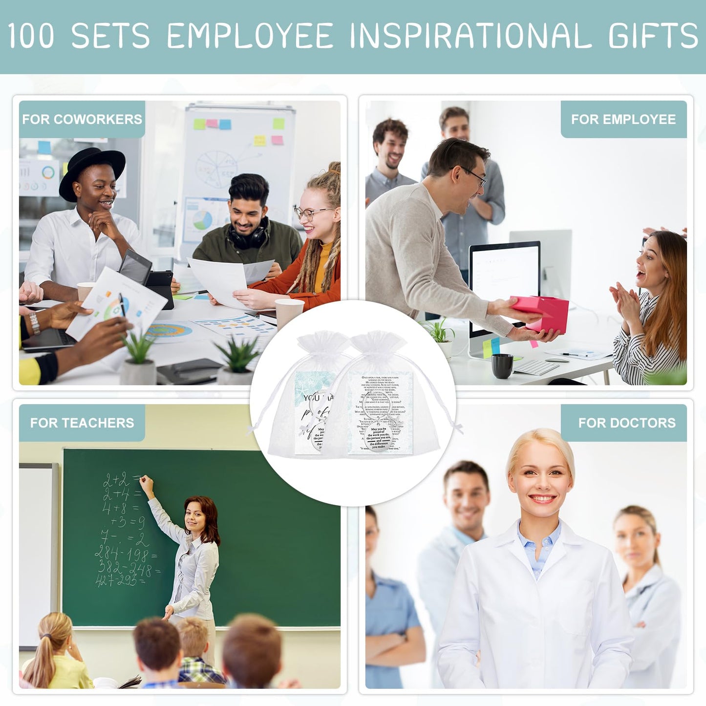 Huquary 100 Sets Starfish Story Gifts You Make a Difference Keychains with Cards Appreciation Gifts for Coworkers Employee Office