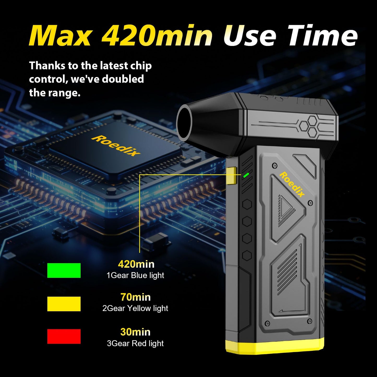 Compressed Air Duster, 150000RPM Electric Air Duster, Replace Compressed Air Can - No Canned Air, Portable Air Blower for Computer, Keyboard Clean, Car,Home Cleaning (Yellow)