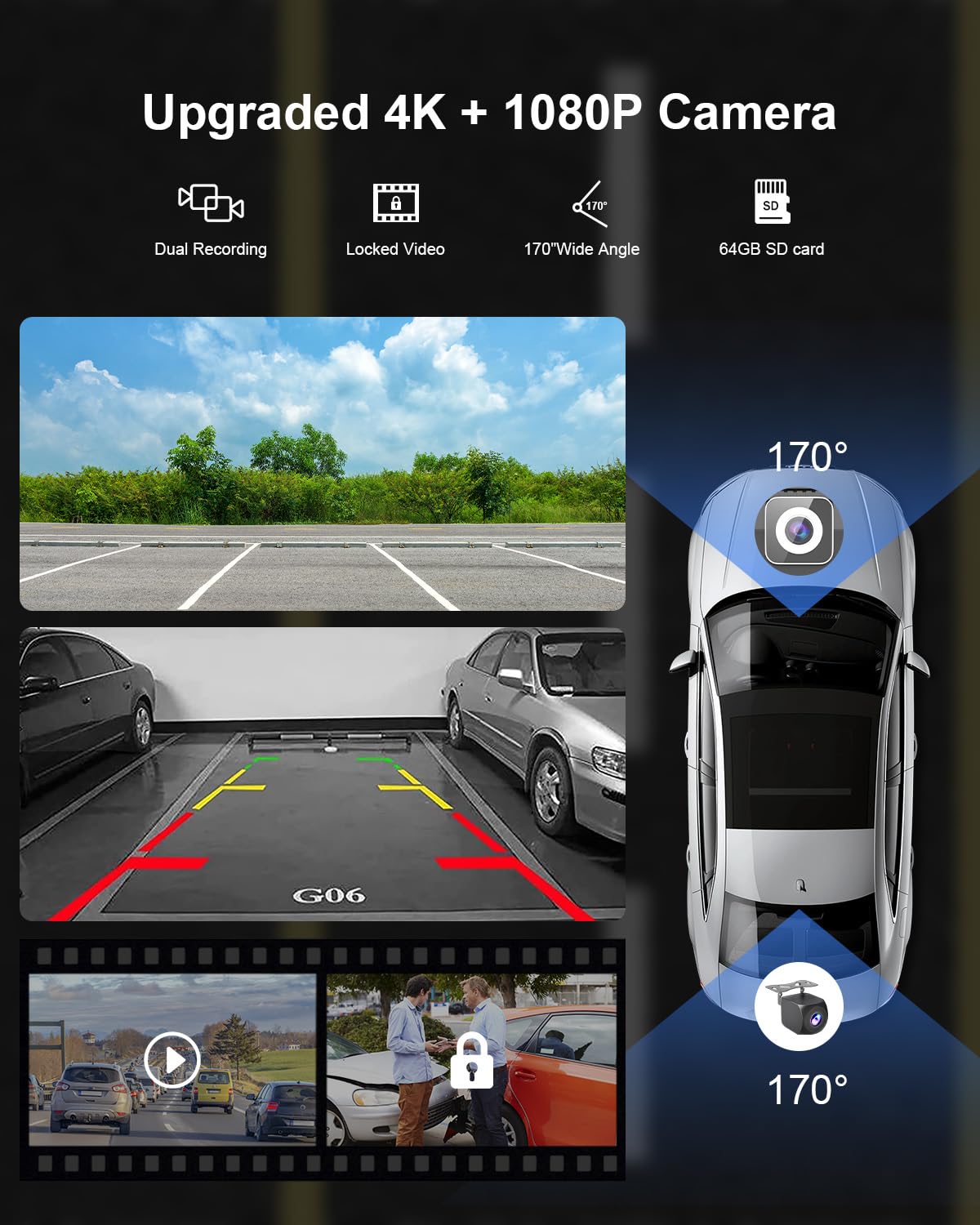 HK9 Carplay Screen for Car, 9" HD Portable Apple Carplay & Android Auto Screen, with 4K Dash Cam & 1080P Backup Camera, Upgrade Car Play Touchscreen, GPS Navigation/Siri/Mirror Link/Bluetooth/FM