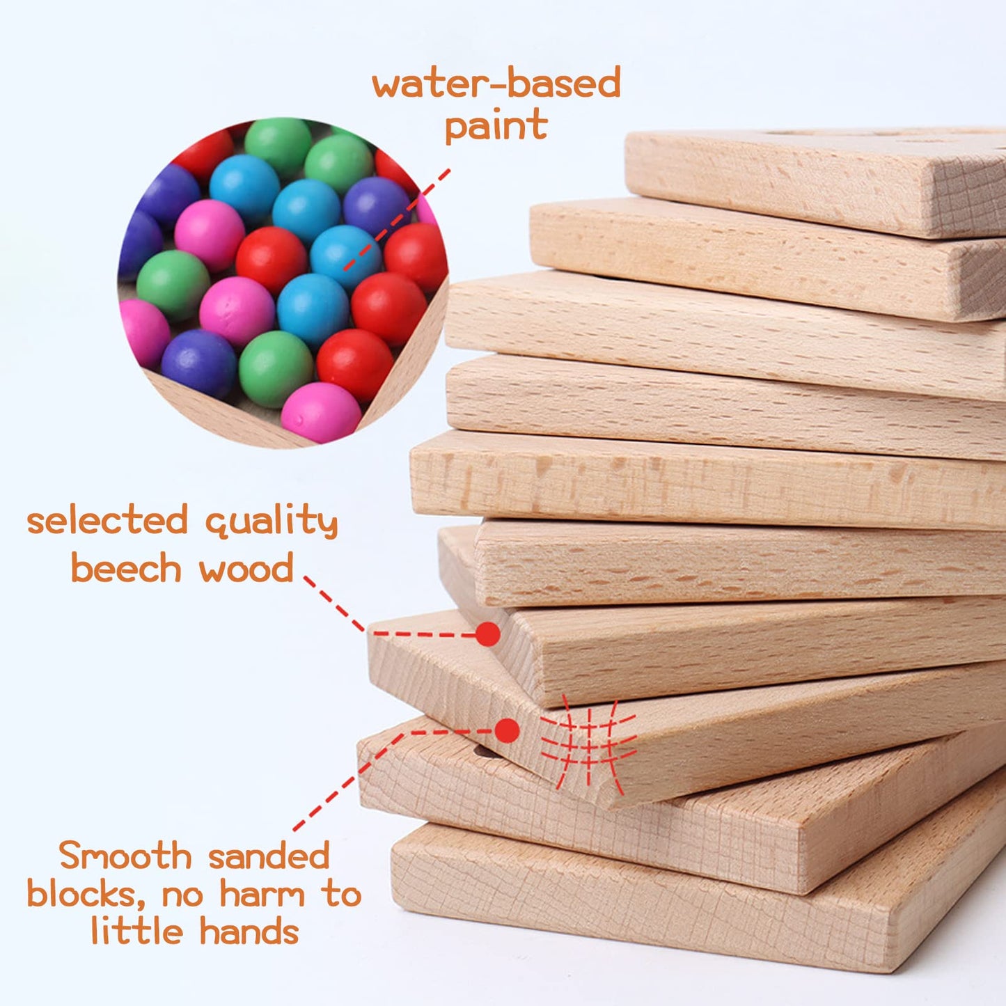 Wooden Number Tracking Board Set, Montessori Toys for Toddlers, Math Pendants, Preschool Learning and Math Learning Game for Kids