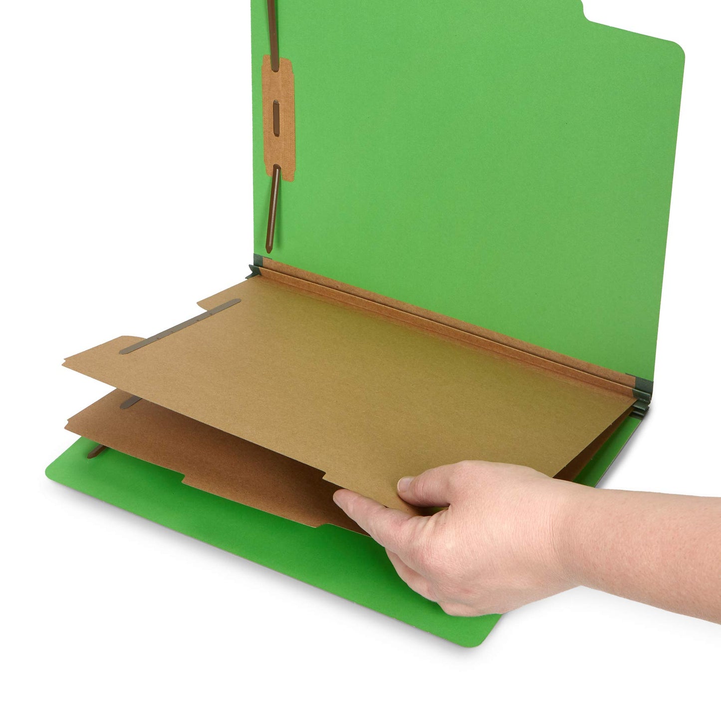 10 Green Classification Folders, 2 Divider, 2 Inch Expansions, Durable 2 Prongs Designed to Organize Standard Medical Files, Law Client Files, Office Reports, Letter Size, Green, 10 Pack