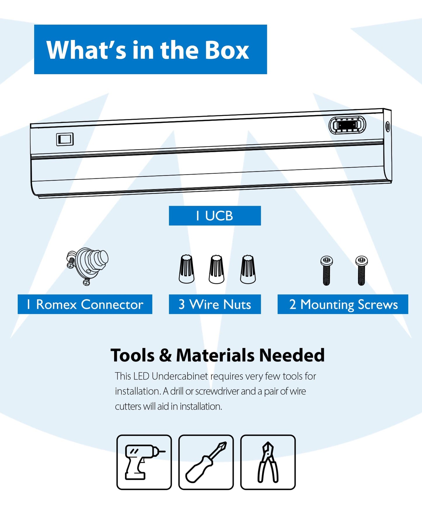24” LED Direct Wire Under Cabinet Light - Dimmable Undercounter LED Lights for Kitchen - Selectable CCT 2700K-5000K, 612-648 Lumens, 9W - UCB Series Hardwired Under Cabinet Lighting by NICOR Lighting