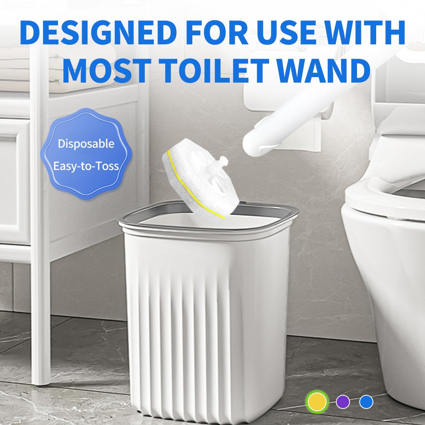 100 Count Toilet Bowl Wand Refills for Clorox, 4X Cleaning Power Toilet Bowl Cleaner Refill Pads for Clorox Wand System, Disposable Toilet Brush for Bathroom Cleaning，Light Scent