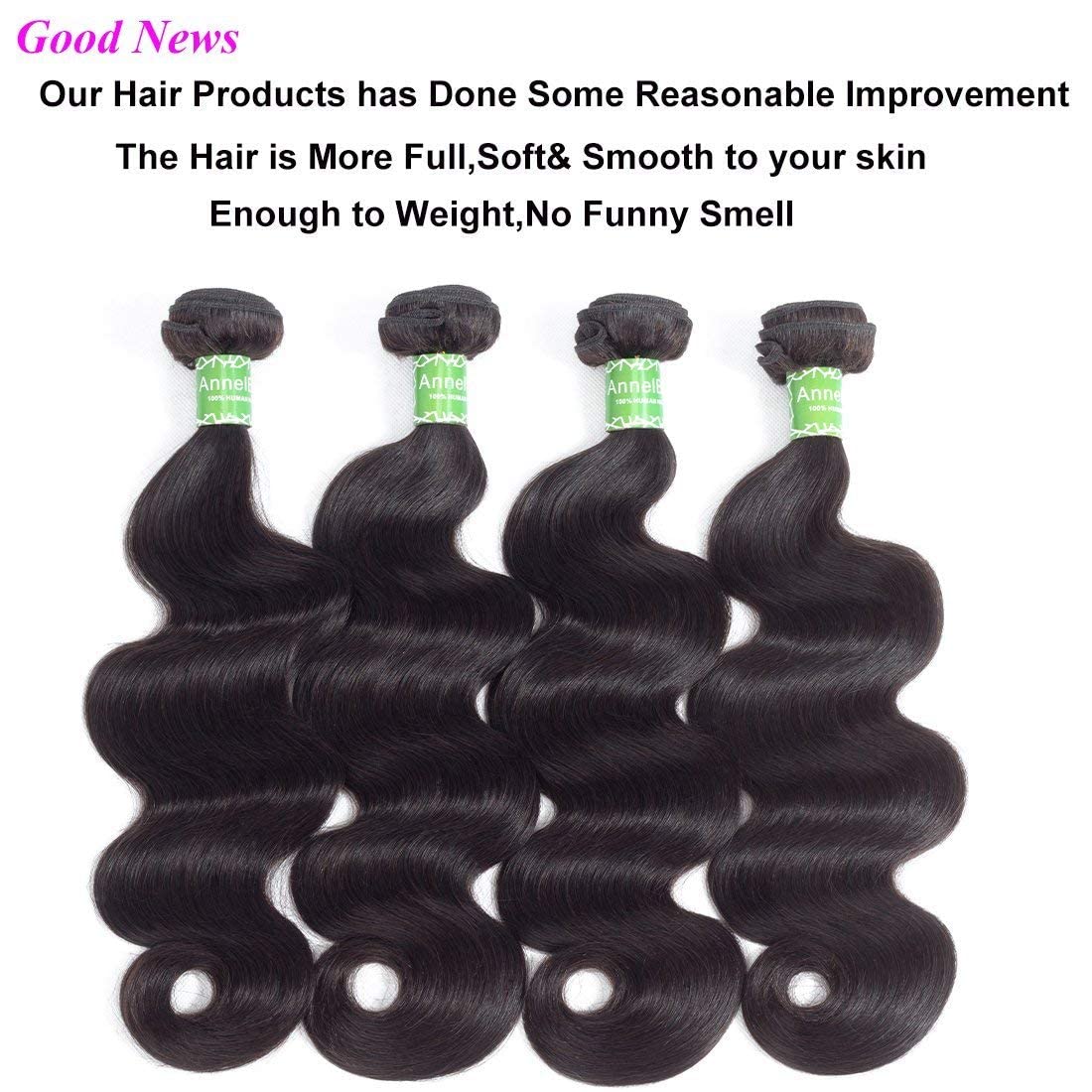 12A Body Wave Bundles Human Hair 10 10 10 10 Inch Human Hair Bundles 100% Unprocessed Brazilian Virgin Hair 4 Bundles Human Hair Extensions for Women Natural Black