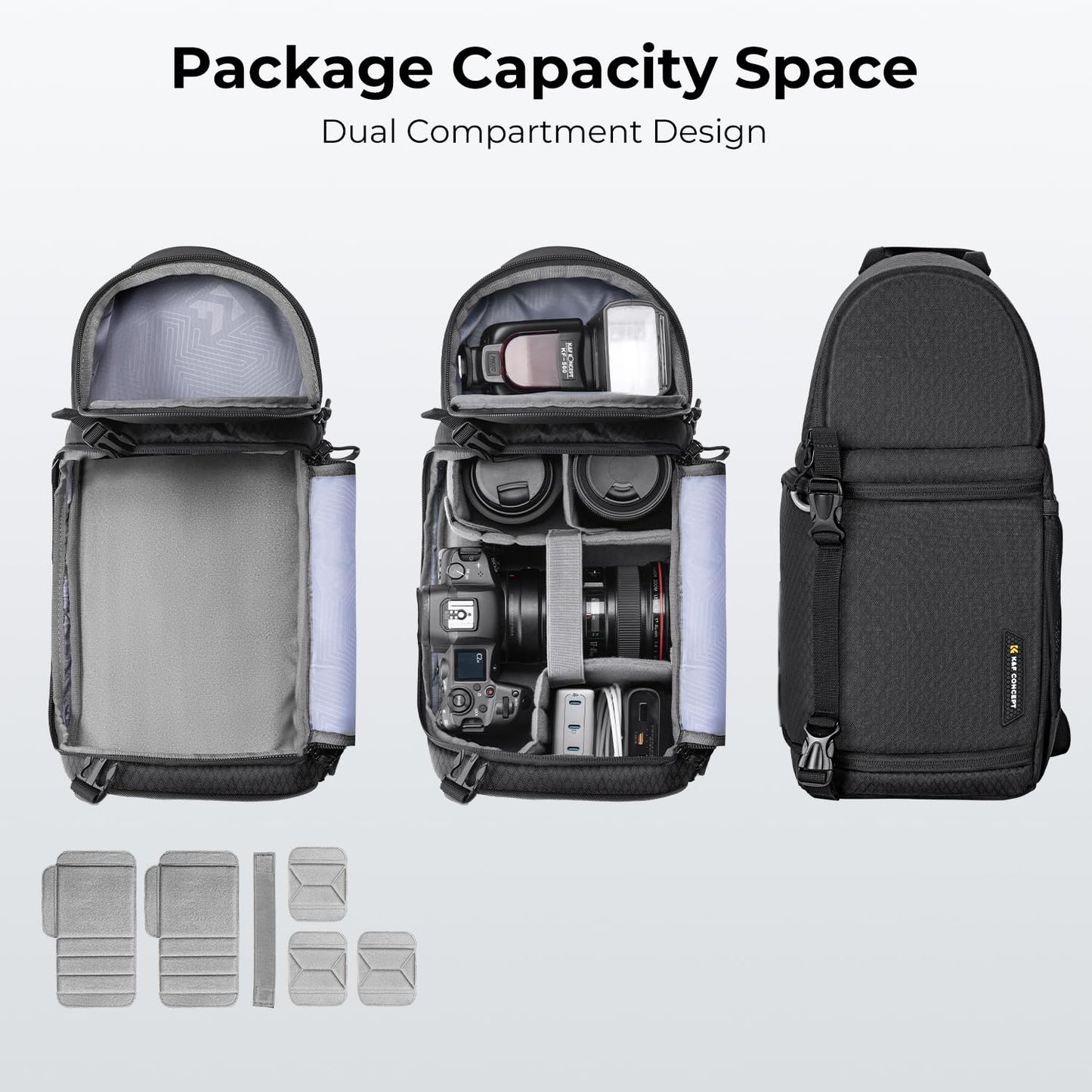 K&F Concept Camera Sling Bag Crossbody Bag Camera Shoulder Backpack DSLR/SLR/Mirrorless Photography Bags Compatible with Canon/Nikon/Sony/Fuji/Gopro/DJI