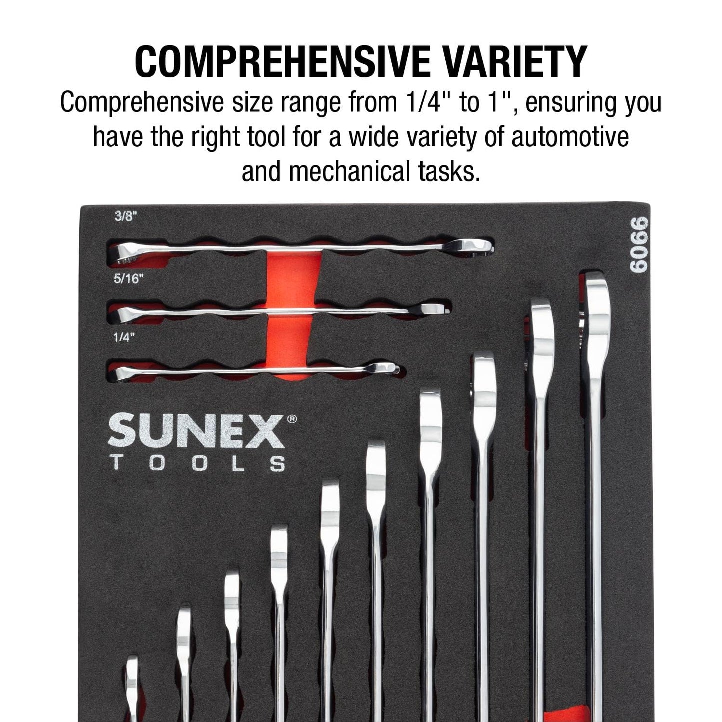 Sunex 9909 13 Pc. V-Groove SAE Wrench Set in EVA Foam 1/4"-1"