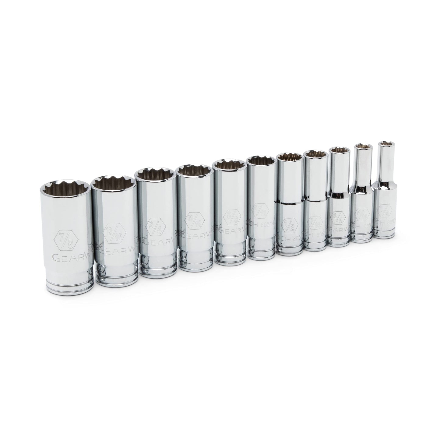 GEARWRENCH 11 Pc. 3/8" Drive 12 Pt. Deep Socket Set, SAE - 80563