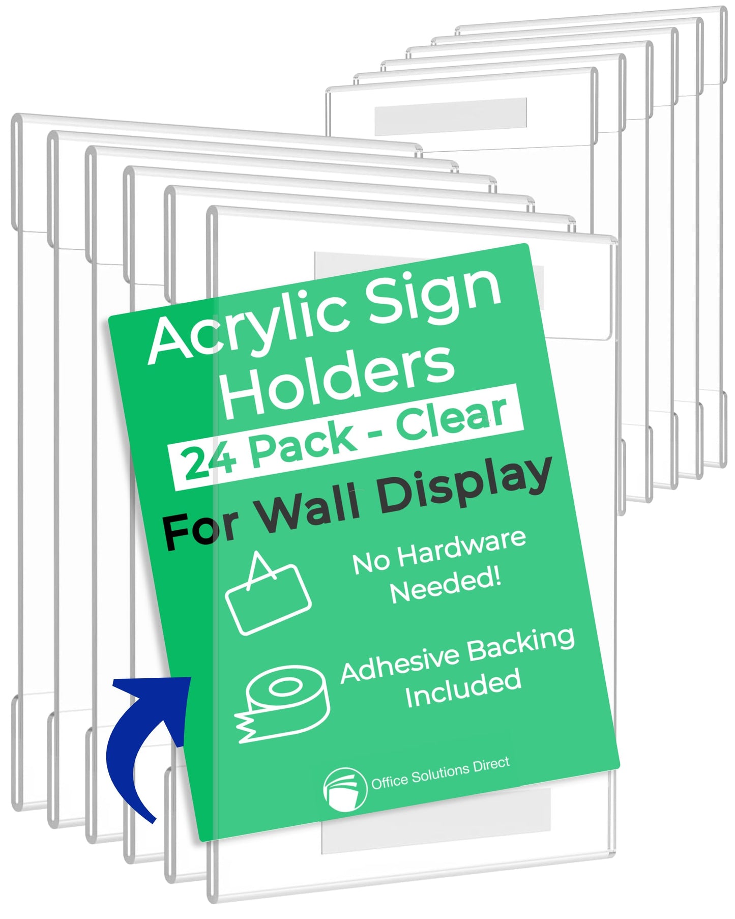 Acrylic Sign Holder 8.5 x 11 [Set of 24] for Wall Display | Clear Sign Holders 8.5x11 Acrylic Sign Holder | Plastic Document Holder, Promotional Display, Business & Store Sign Holders