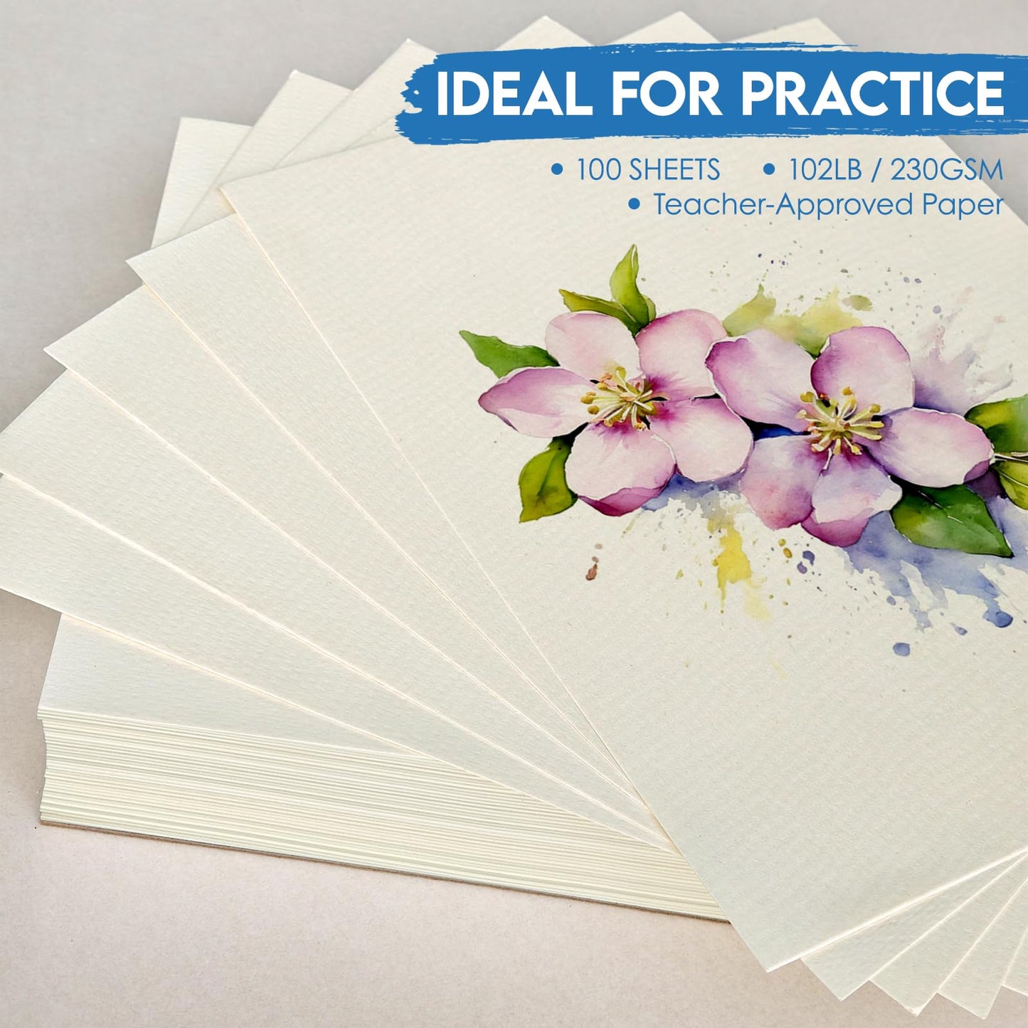 KOVIEDE 100 Sheets Water Color Paper 9x12 Inch 102LB/230GSM Cold Press Practice Paper for Students and Beginners, Acid-Free Heavyweight Art Sheets for Painting, Printing, Scanning & Crafting