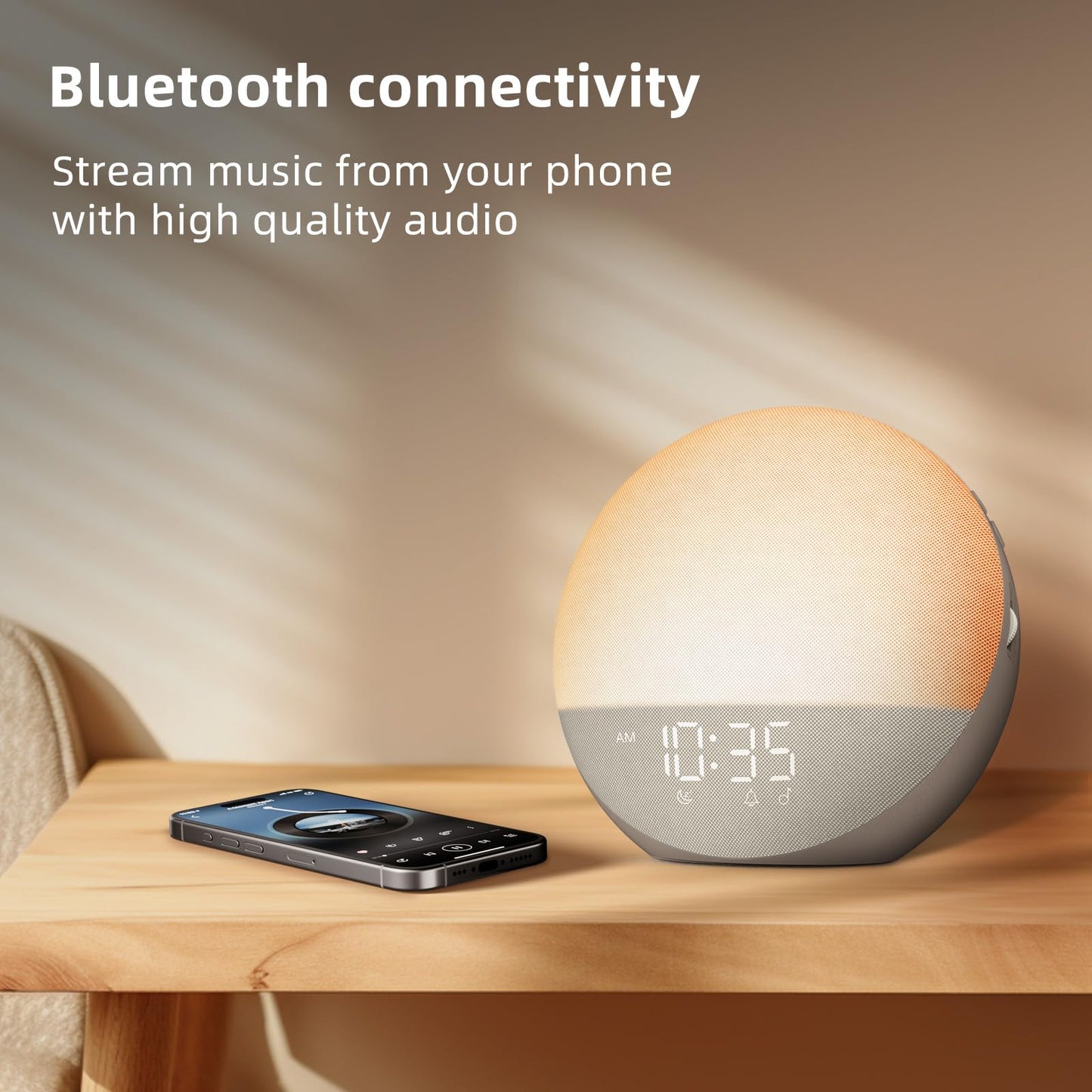 Odokee Sunrise Alarm Clock White Noise Machine: Natural Wake Up Light - Dimmable Clock with Bluetooth Speaker for Bedroom - 25 Sleep Sounds for Baby Adults Kids Cocoa