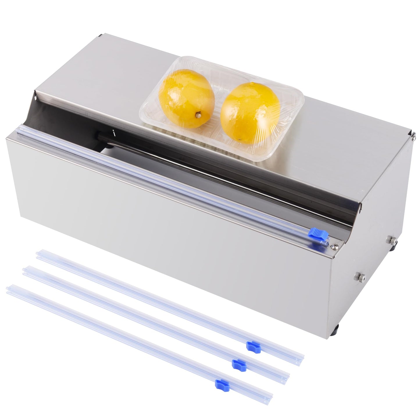 14 Inch Stainless Steel Plastic Food Wrap Dispenser, Cling Film Cutter with 4 Slide Blades for Home Kitchen, Meal Prep, Baking