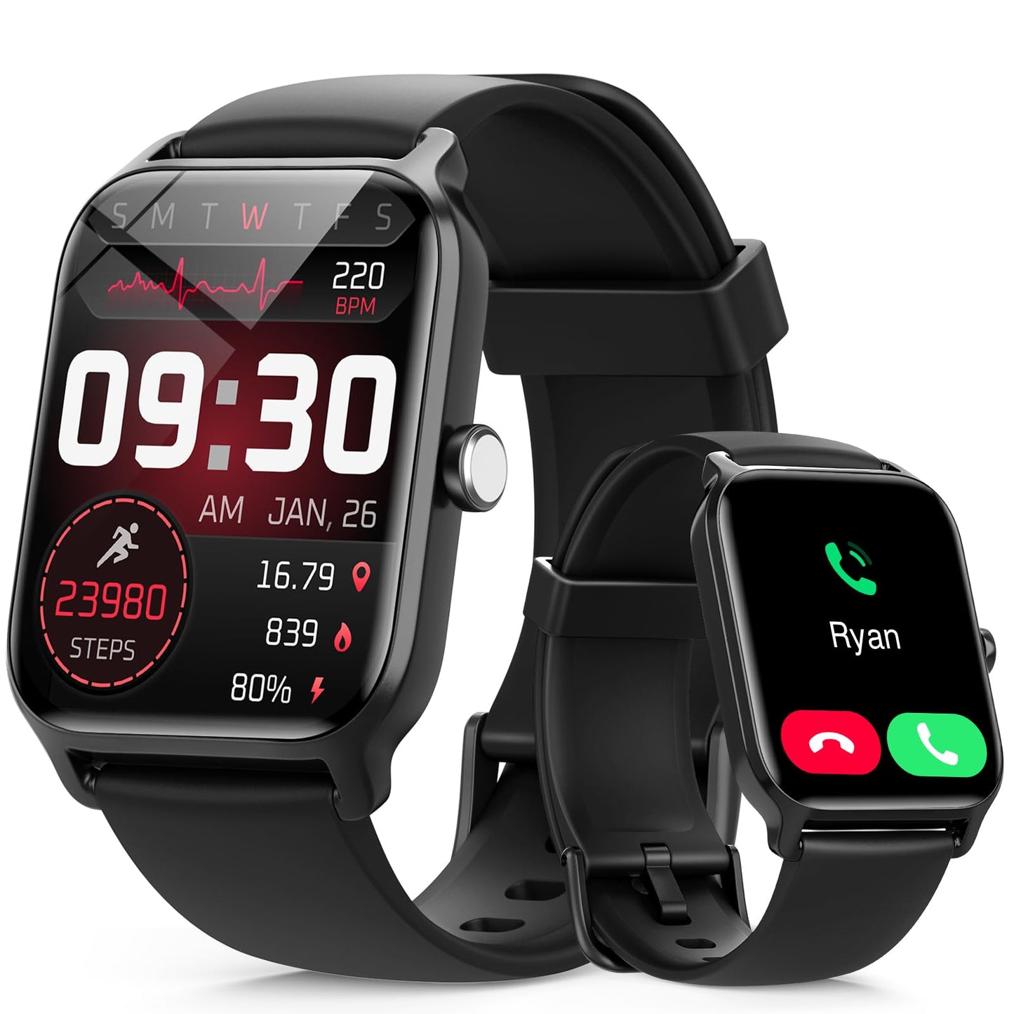 Tensky Smart Watch for Men/Women, 1.85'' HD Touchscreen Smartwatch for Android/iPhone/Samsung/(Bluetooth Call), Alexa Built-in, 100+ Sport Modes Fitness Digital Tracker, Sleep/Heart Rate/SpO2 Monitor