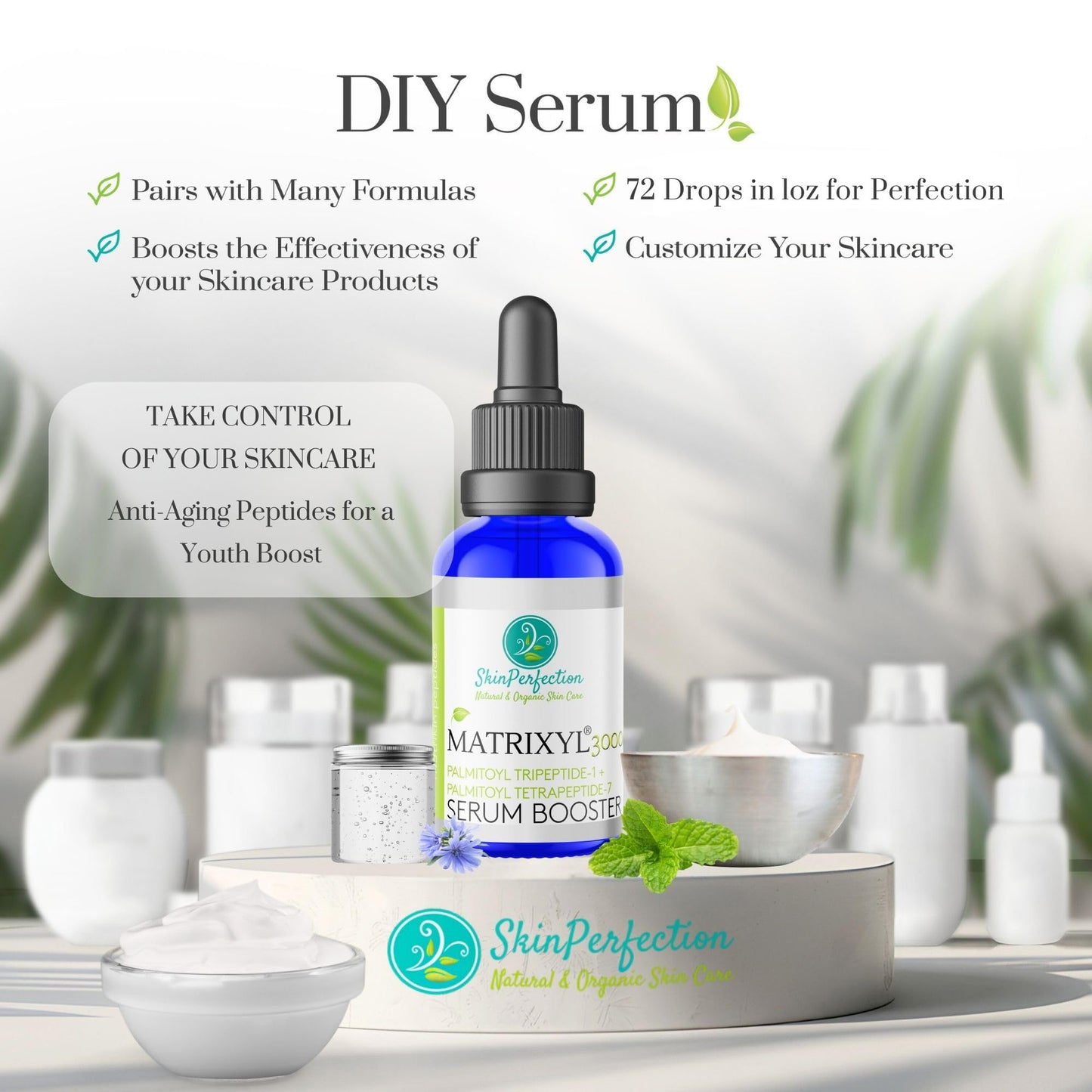 Skin Perfection Matrixyl 3000 Serum for Face Anti Aging - Face Serum for Women Anti Aging with Palmitoyl Tripeptide-1 Tetrapeptide 7 for Wrinkles & Fine Lines - Mix with Any Skincare Product - 0.5oz