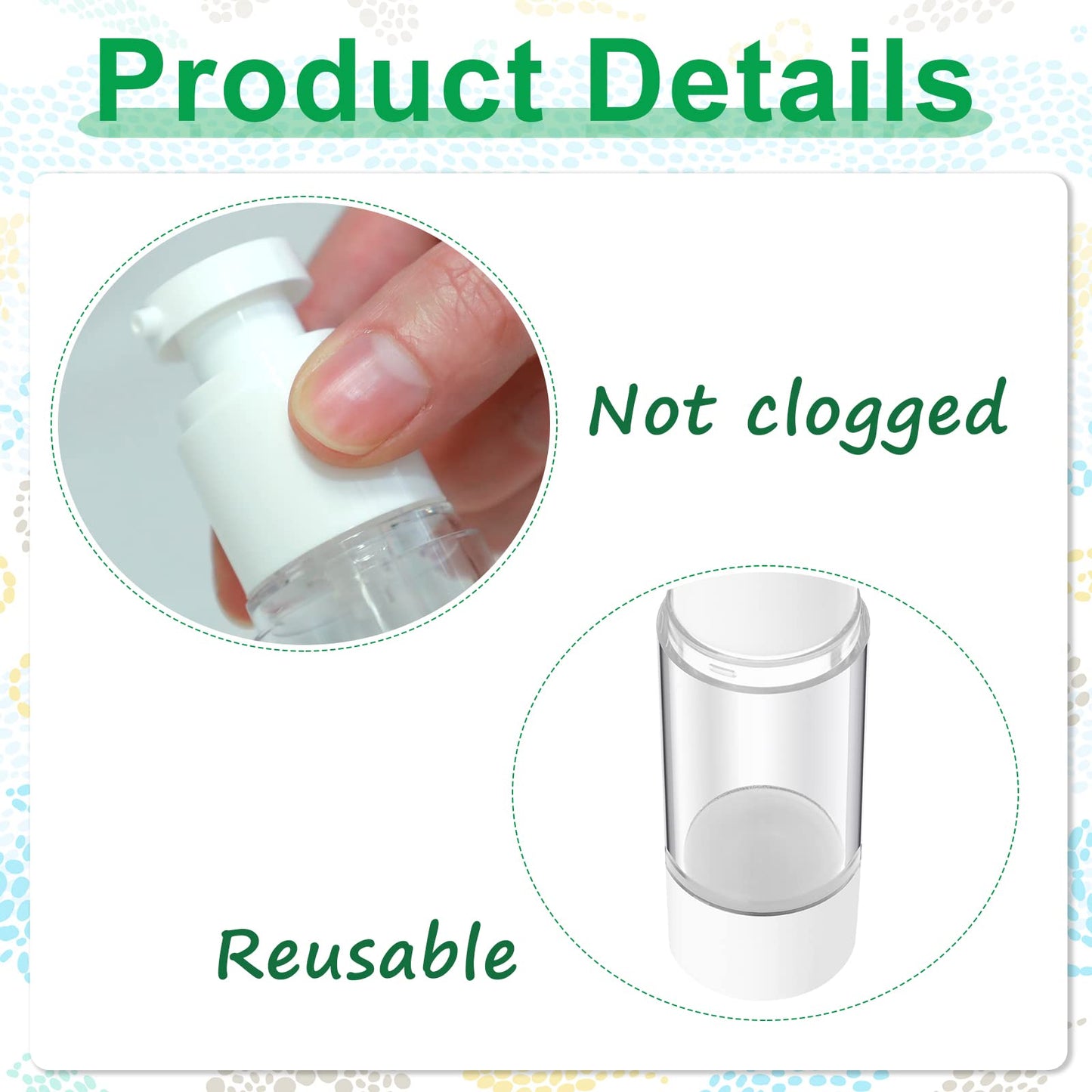 Sabary 60 Pcs Clear Airless Pump Bottles Refillable Cosmetic Travel Size Dispenser Vacuum Plastic Travel Bottles Empty Lotion Pump Dispenser Liquid Toiletry Travel Container(1 oz)