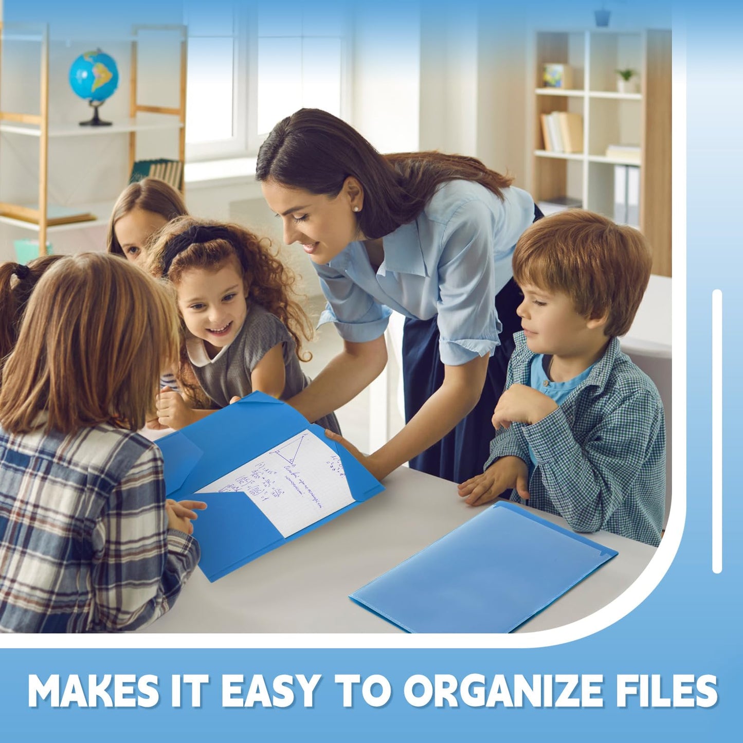 Henoyso 60 Pack Plastic Folders with Clear Front Pockets Bulk Heavy Duty File Folders with 2 Pockets and Card Slot for Student Teacher Back to School Supplies Office Presentation (Blue)
