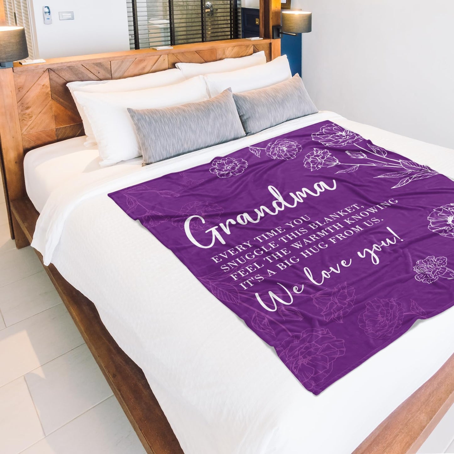 Grandma Gifts, Birthday Gifts for Grandma from Grandkids, to My Grandmother Soft Throw Blanket for Christmas Mothers Day 60" x 80", Purple