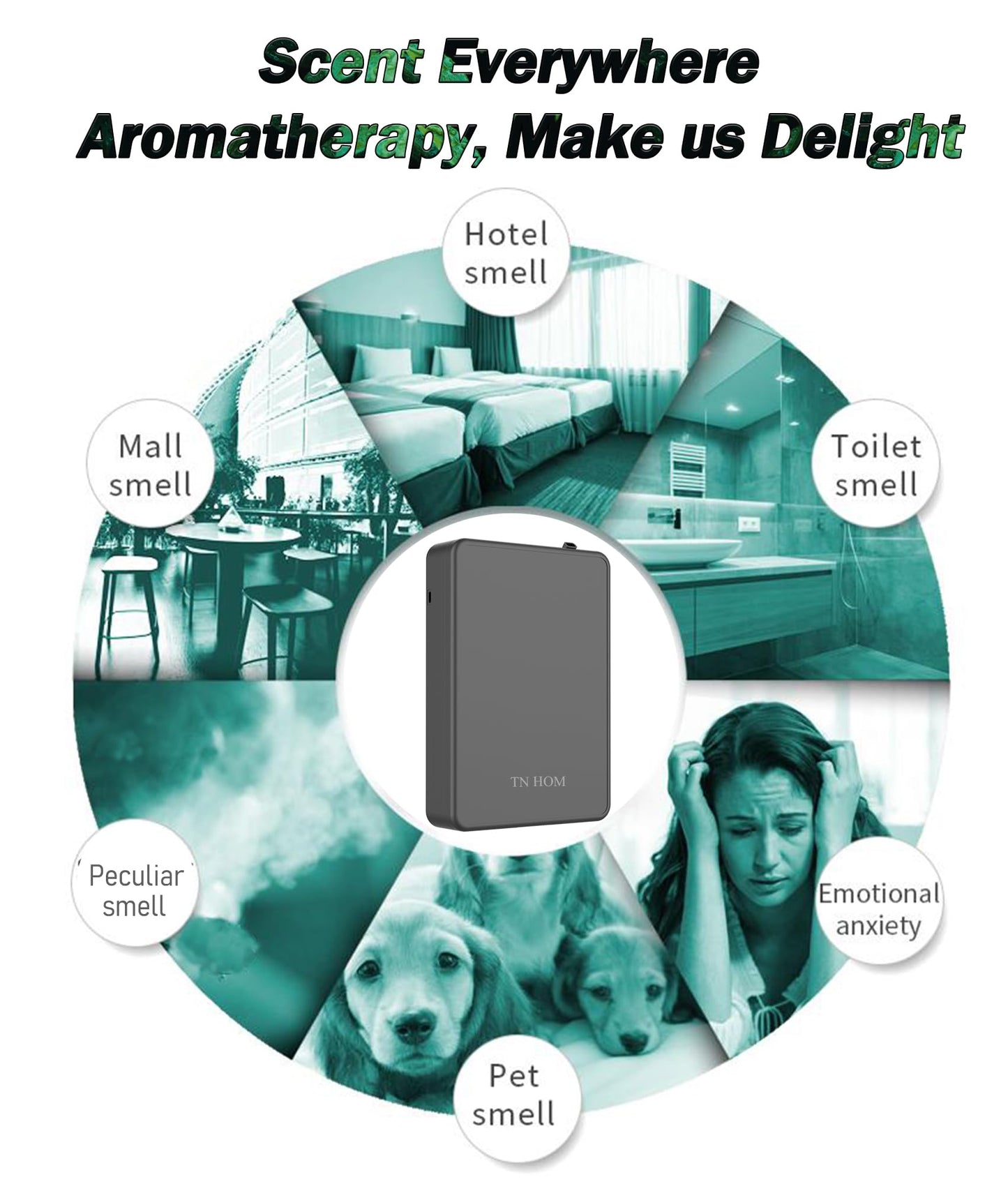 TN HOM Smart Bluetooth Scent Air Machine for Home, Cold Air Technology Waterless Essential Oil Diffuser 500ML, Scent Cover Up to 1,450 Sq. Ft - Aromatherapy Fragrance for Large Room, Office, Hotel