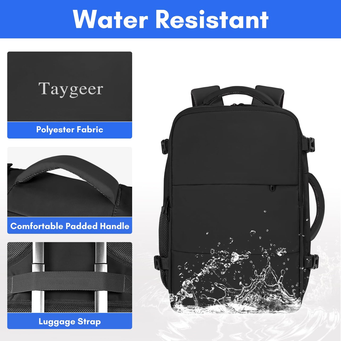 Taygeer Travel Backpack for Men Women, Carry On Backpack with USB Charging Port & Shoe Pouch, TSA 17.3inch Laptop Backpack Flight Approved, Nurse Bag Casual Daypack for Weekender Business Hiking,Black