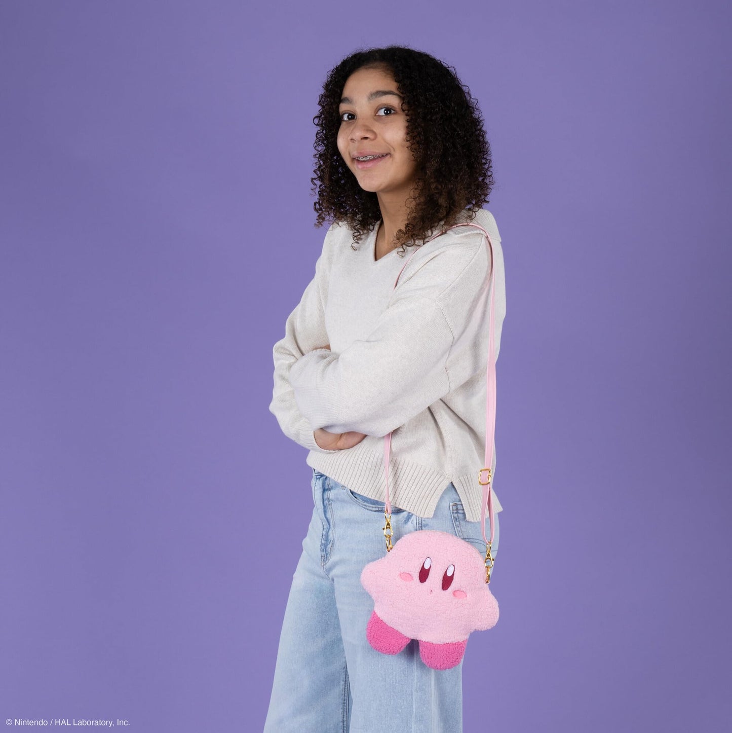 Tomy Mofulatto Kirby Plush Crossbody Bag - Officially Licensed Pochette with Zippered Closure for Small Accessories - 8 Inch - Valentine's Day Gifts for Her - Ages 14 Years+