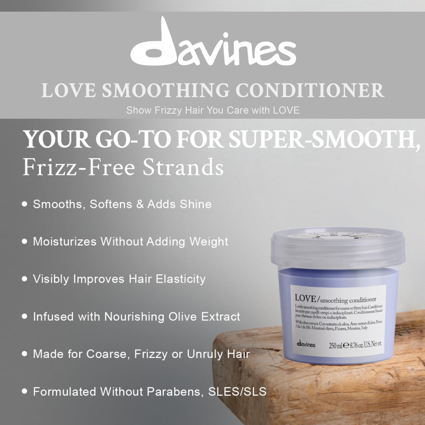 Davines LOVE Smoothing Conditioner, 8.76 Fl Oz