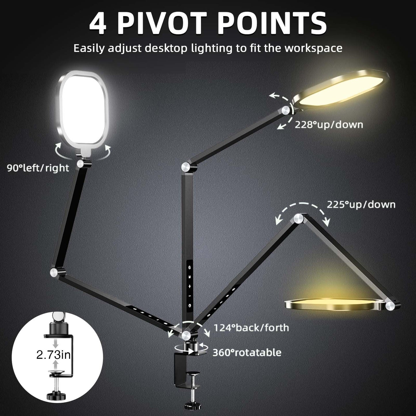 LitONES Video Conference Light for Computer, Dimmable Zoom Lighting for Home Office, Video Calls, Meeting, Laptop & Webcam, 15W Swing Arm Desk Lamp with C- Clamp, Remote, Memory & Timer CRI >95