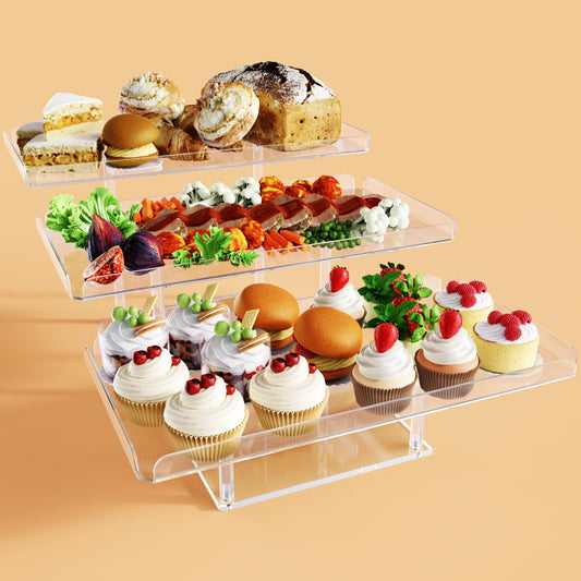 Bakzon Upgraded Dessert Table Display Set, Acrylic Cupcake Buffet Dessert Risers Stands, Tier Serving Trays Holder for Weddings Baby Shower Tea Party